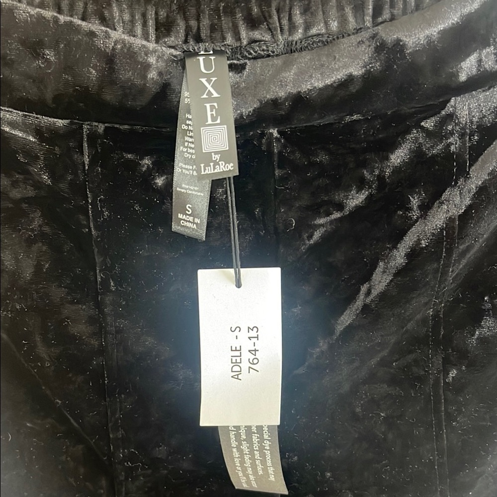 Luxe Lulroe black velvet pants.